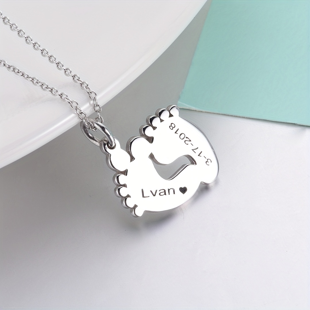 Personalized Custom Name Footprint Pendant Necklace